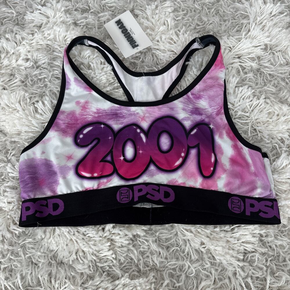 Women's PSD Tie-Dye Sports Bra with 2001 Graphic